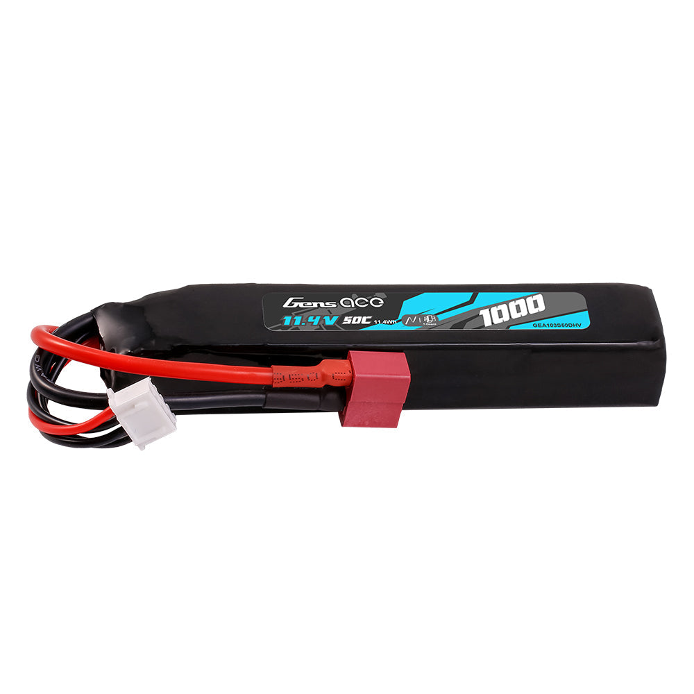Gens Ace 1000mAh 3S 50C 11.4V HV LIPO Battery with Deans(T)