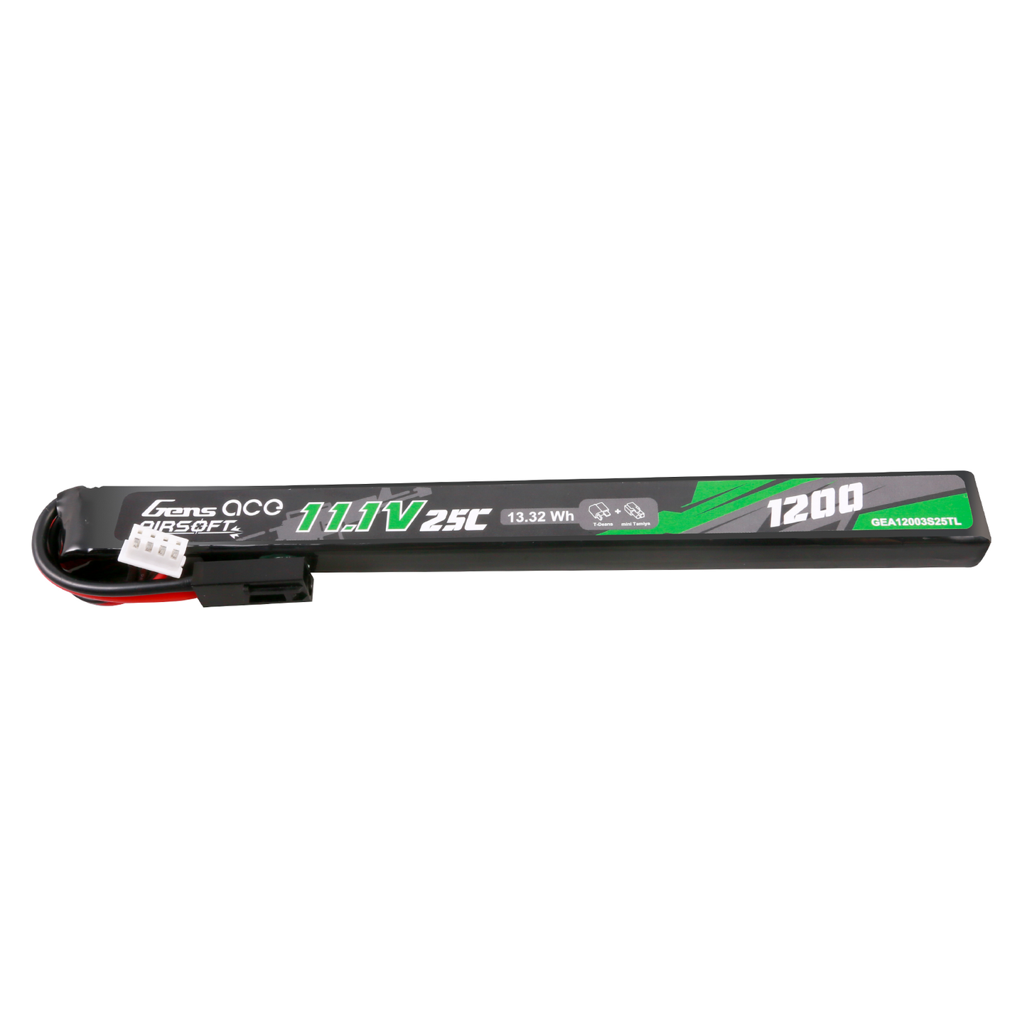Gens Ace 25C 1200mAh 3S1P 11.1V Airsoft Gun Lipo Battery with mini Tamiya Plug Long size
