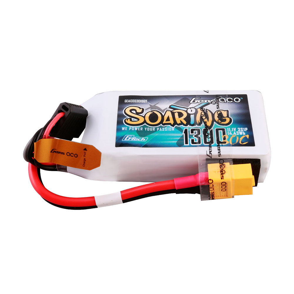 Gens Ace G-Tech Soaring 1300mAh 11.1V 30C 3S1P Lipo Battery Pack with XT60 Plug