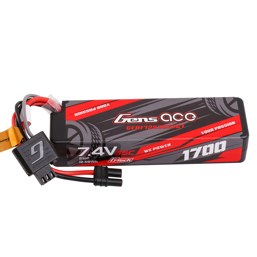 Gens Ace G-tech 1700mAh 2S 35C 7.4V HardCase Lipo Battery with iEC2 plug