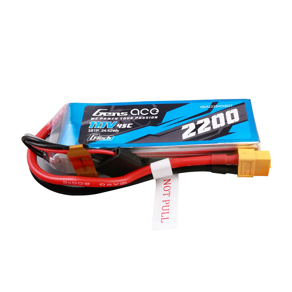 Gens Ace G-Tech 2200mAh 11.1V 45C 3S1P Lipo Battery Pack with XT60 Plug