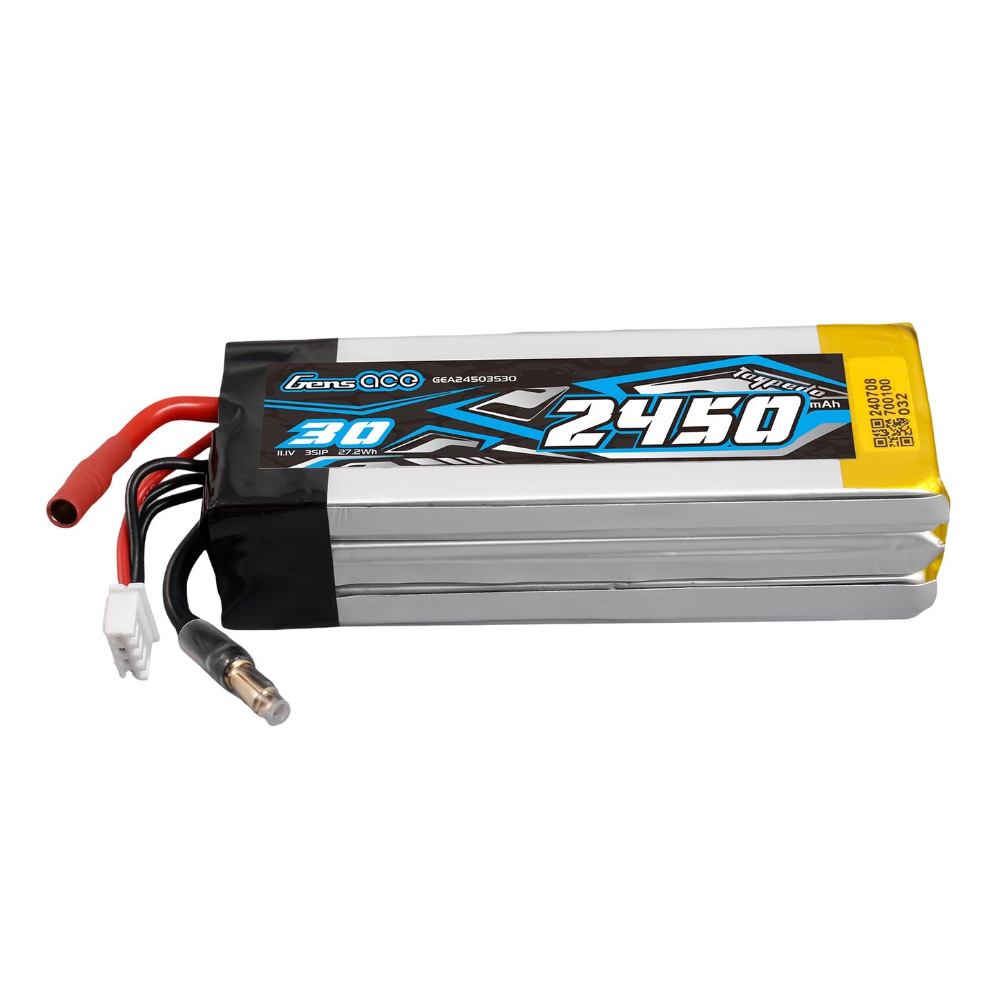 Gens Ace 30C 2450mAh 3S1P 11.1V Lipo Battery with JST-XHR Plug(MINI-HYDRO)