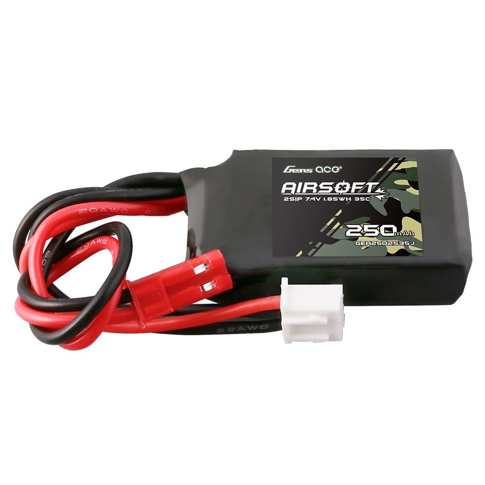 Gens Ace 250mAh 7.4V 35C 2S1P Airsoft Gun ( HPA ) Lipo Battery with JST-SYP Plug