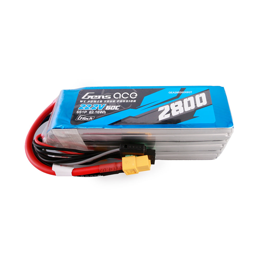 Gens Ace G-Tech 2800mAh 22.2V 60C 6S1P Lipo Battery Pack with XT60 plug