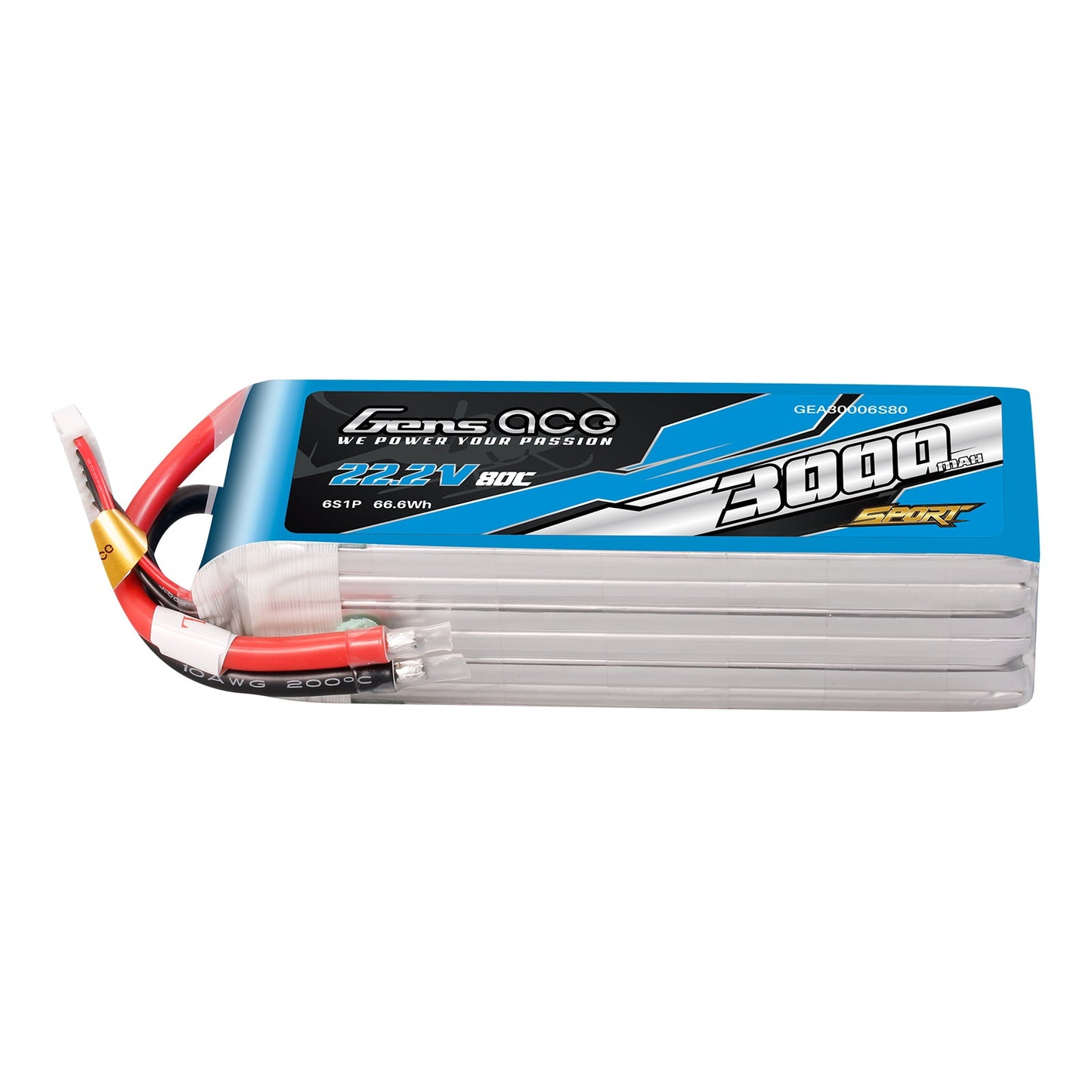 Gens Ace 3000mAh 6S 22.2V 80C Lipo Battery ( F5B )