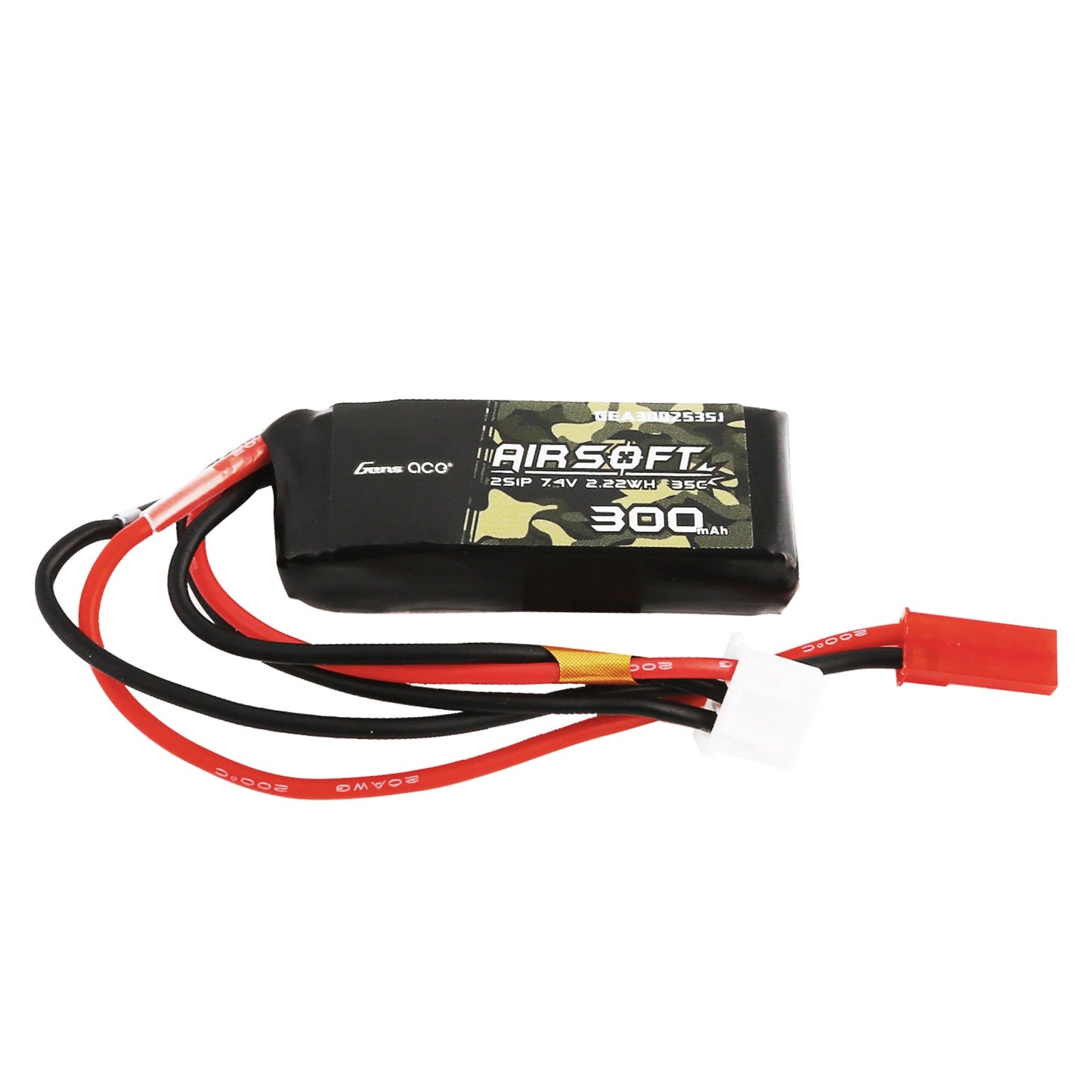 Gens Ace 35C 300mAh 2S1P 7.4V Airsoft Gun ( HPA ) Lipo Battery with JST-SYP Plug