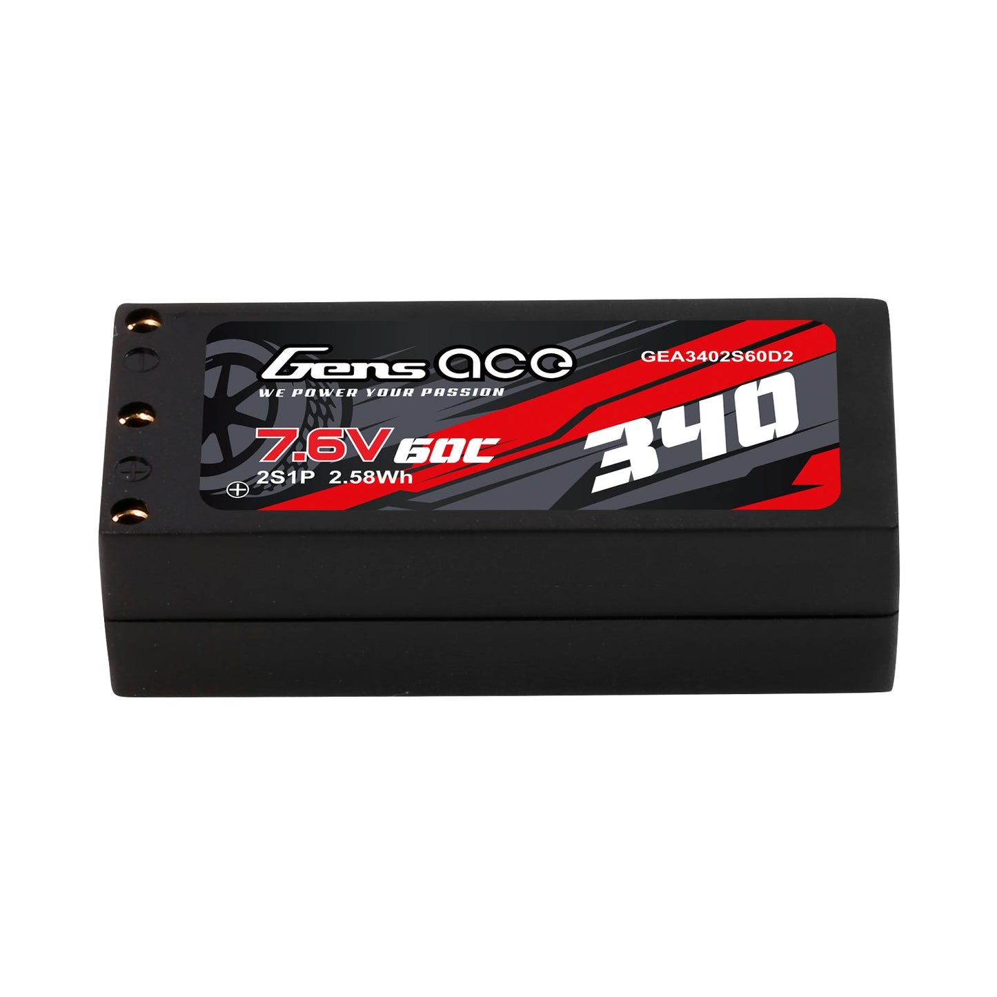 Gens Ace 340mAh 2S HV 60C lipo battery with XT60 Plug