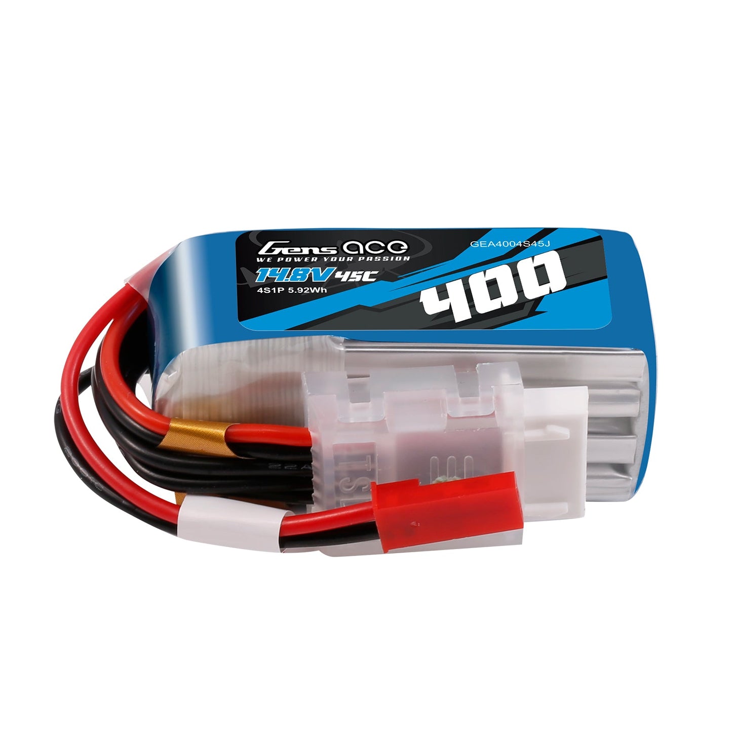 Gens Ace 400mAh 4S 14.8V 45C Lipo Battery with JST-SYP Plug