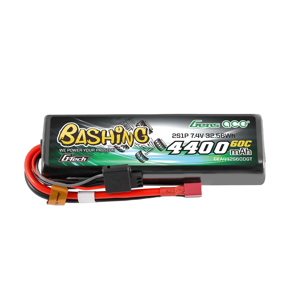 Gens Ace Bashing G-Tech 4400mAh 7.4V 2S1P 60C RC Car Lipo Battery Pack Deans(T) Plug, Hardcase