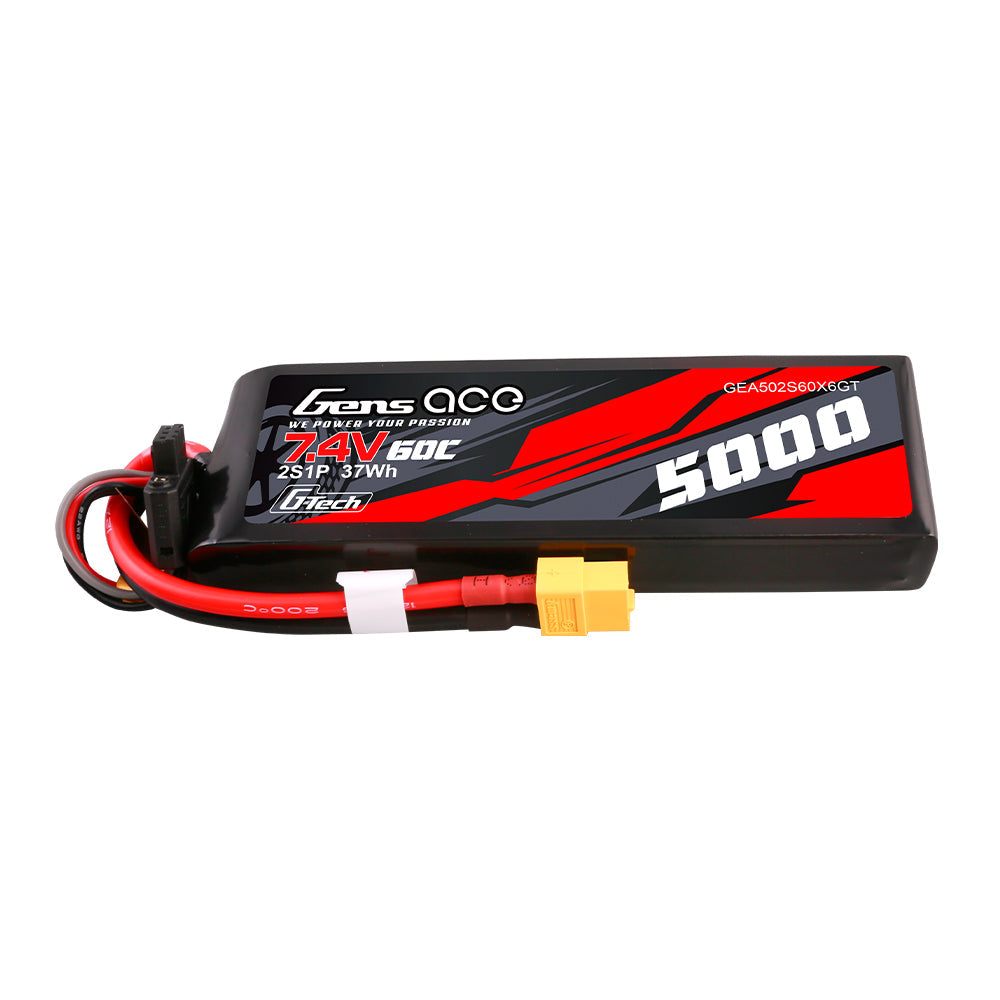 Gens Ace G-Tech 5000mAh 7.4V 60C 2S1P Lipo PC material case with XT60 Plug
