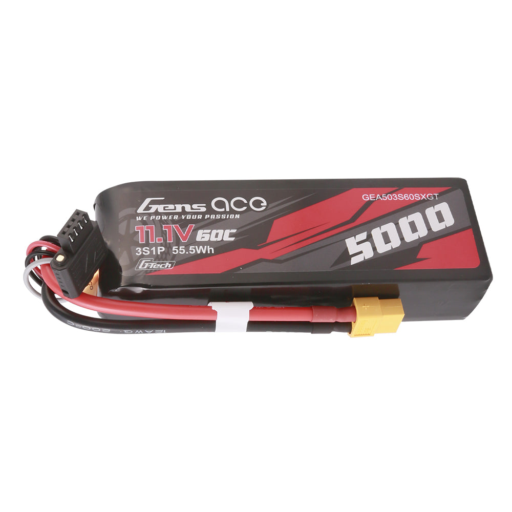 Gens Ace G-Tech 5000mAh 11.1V 60C 3S1P Short-Size Lipo With XT60 Plug