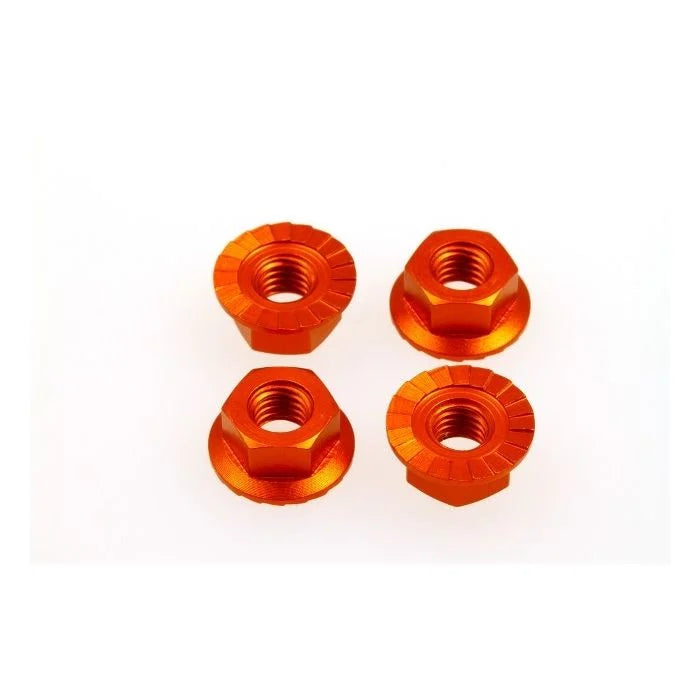 Hiro Seiko 4mm Alloy Serrated Wheel Nut Orange (4 stuks)