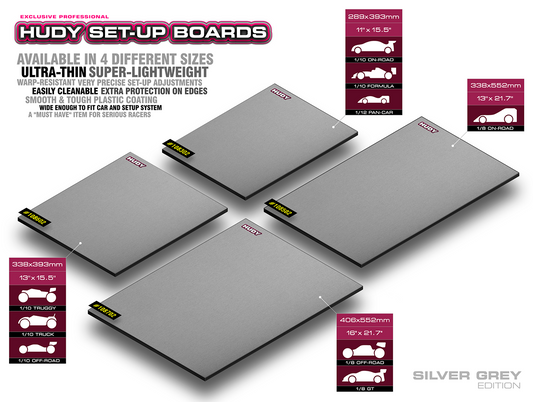 FLAT SET-UP BOARD 1/10 & 1/12 ON-ROAD - LIGHTWEIGHT - SILVER GREY