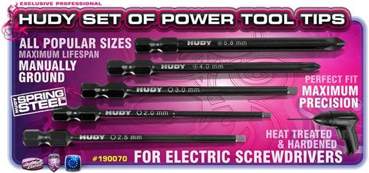 Set Of Power Tool Tips 2.0, 2.5, 3.00mm + 4.0, 5.8 Phillips, H190070