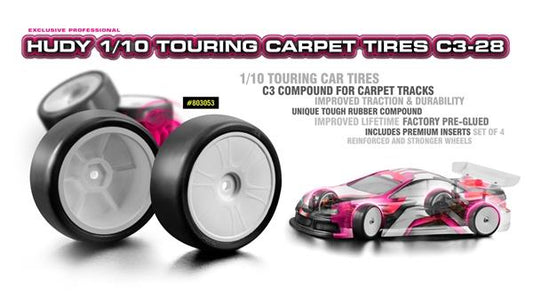 HUDY 1/10 TC CARPET TIRES C3-28 (4)