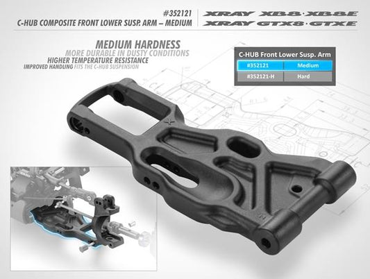 XB8 C-HUB COMPOSITE FRONT LOWER SUSPENSION ARM - MEDIUM