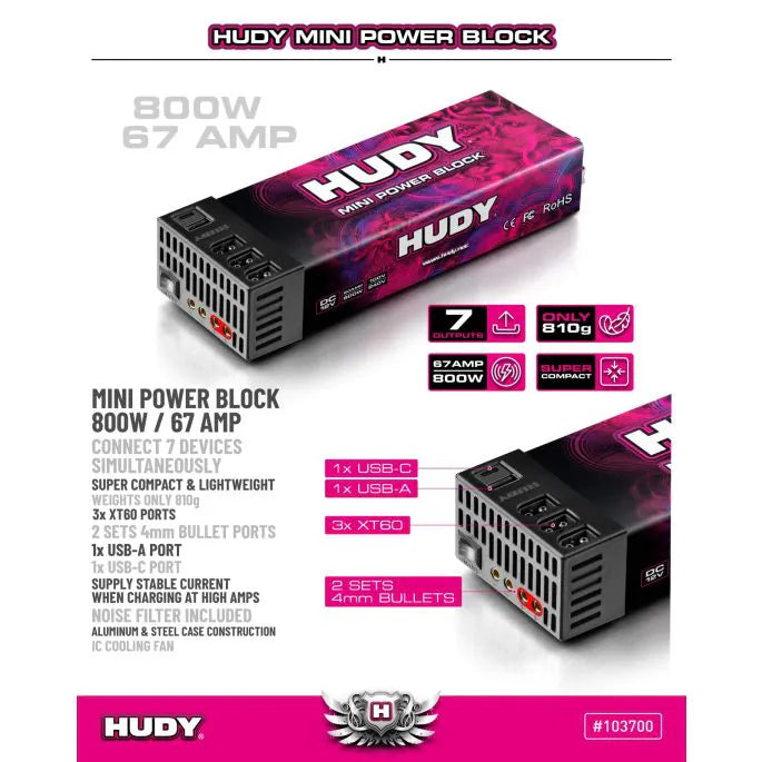Hudy Mini Power Block 800W/ 67A - EU Plug