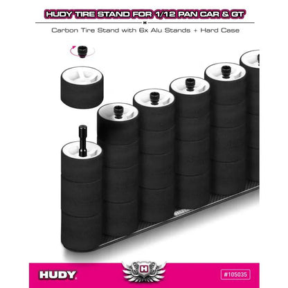 HUDY Tire Stand 6x + Hard Case - 1/12 Pan Car & 1/12 GT