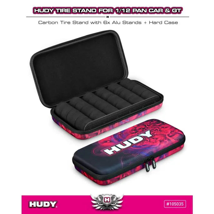 HUDY Tire Stand 6x + Hard Case - 1/12 Pan Car & 1/12 GT