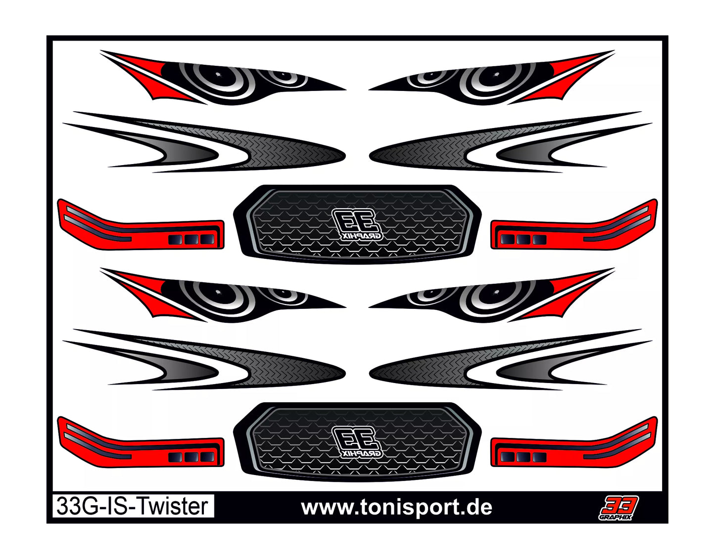 33Graphix Inside Headlight / Grill Sticker Xtreme Twister/Speciale