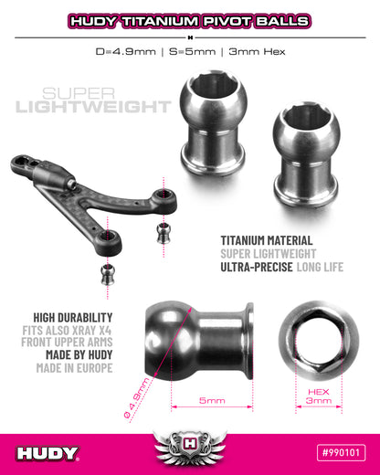 HUDY TITAN PIVOT BALL D=4.9 / S=3.5 / 3MM HEX (2)