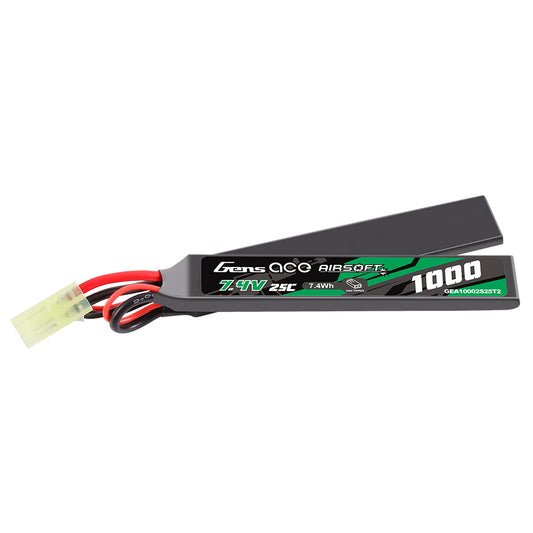 Gens Ace 25C 1000mAh 2S1P 7.4V 2X Airsoft Gun Lipo Battery with  Tamiya  Plug