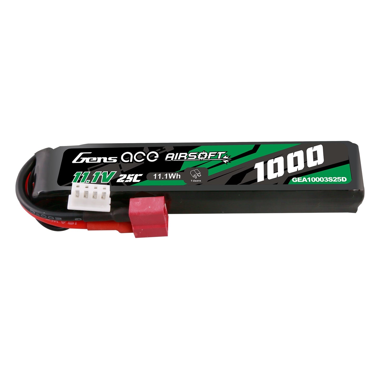 Gens Ace 25C 1000mAh 3S1P 11.1V Airsoft Gun Lipo Battery with T Plug