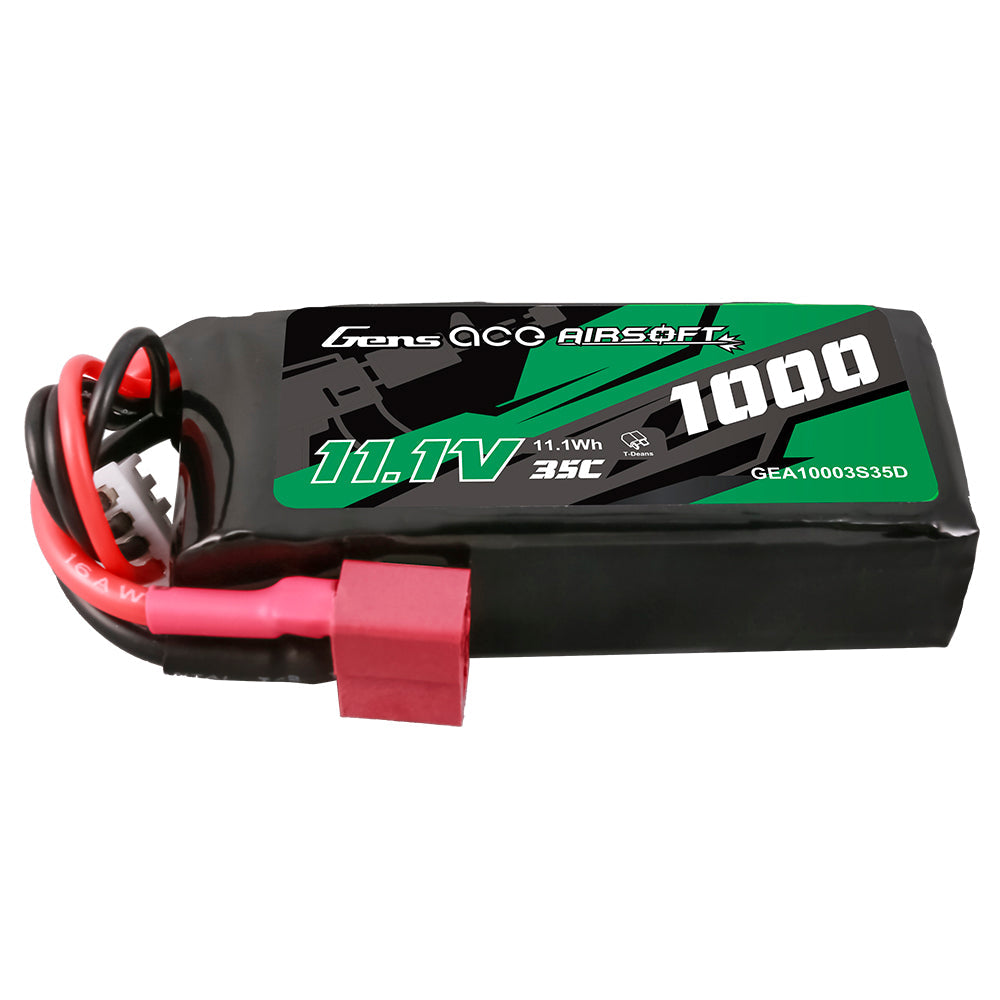 Gens Ace 35C 1000mAh 3S1P 11.1V Airsoft Gun Lipo Battery with T Plug