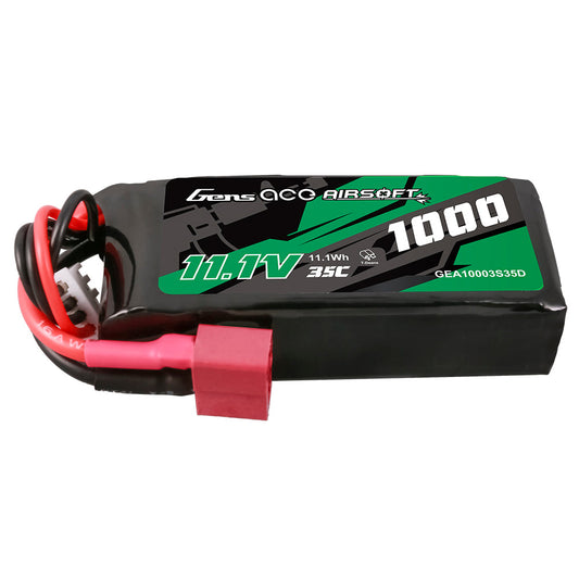 Gens Ace 35C 1000mAh 3S1P 11.1V Airsoft Gun Lipo Battery with T Plug