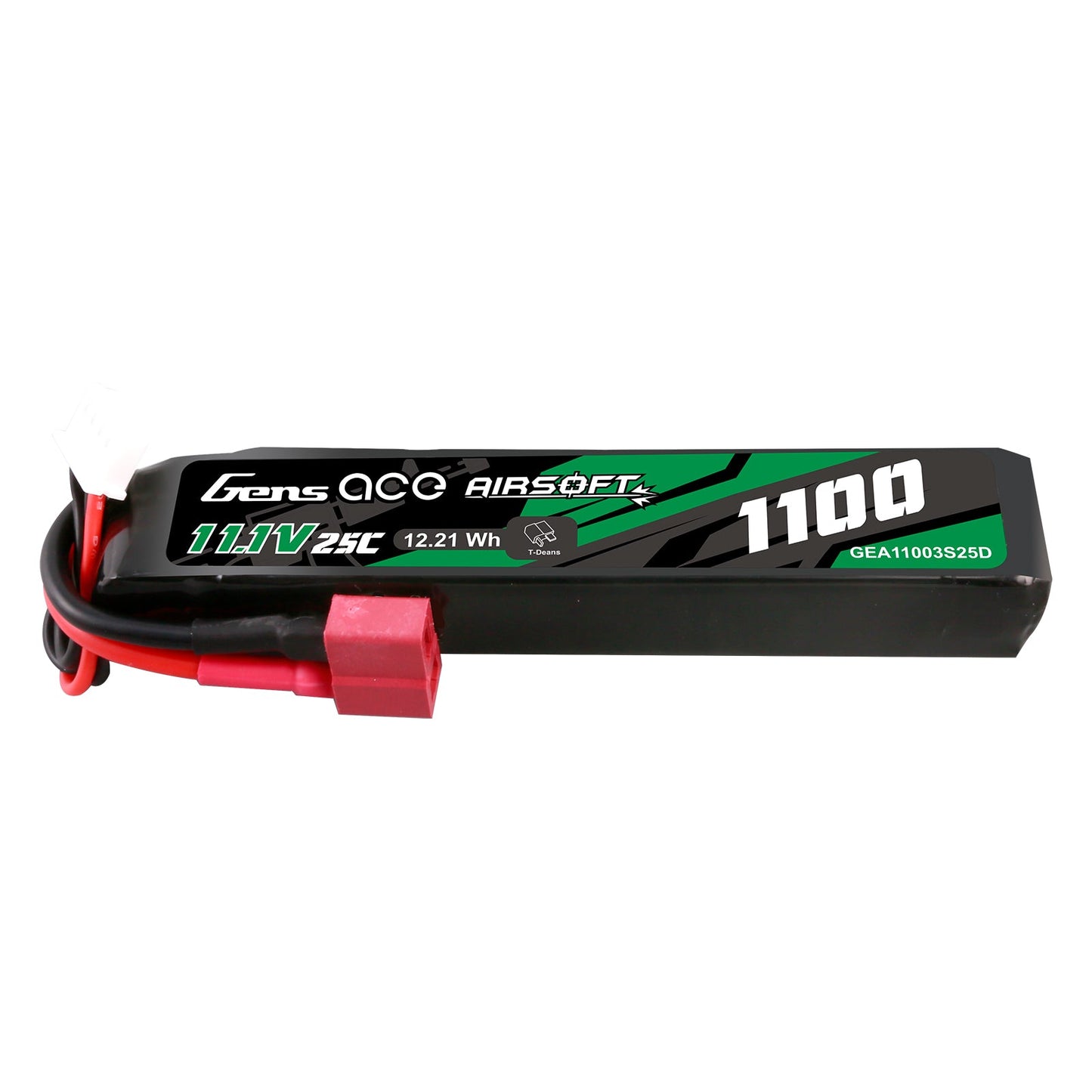 Gens Ace 25C 1100mAh 3S1P 11.1V Airsoft Gun Lipo Battery with T Plug