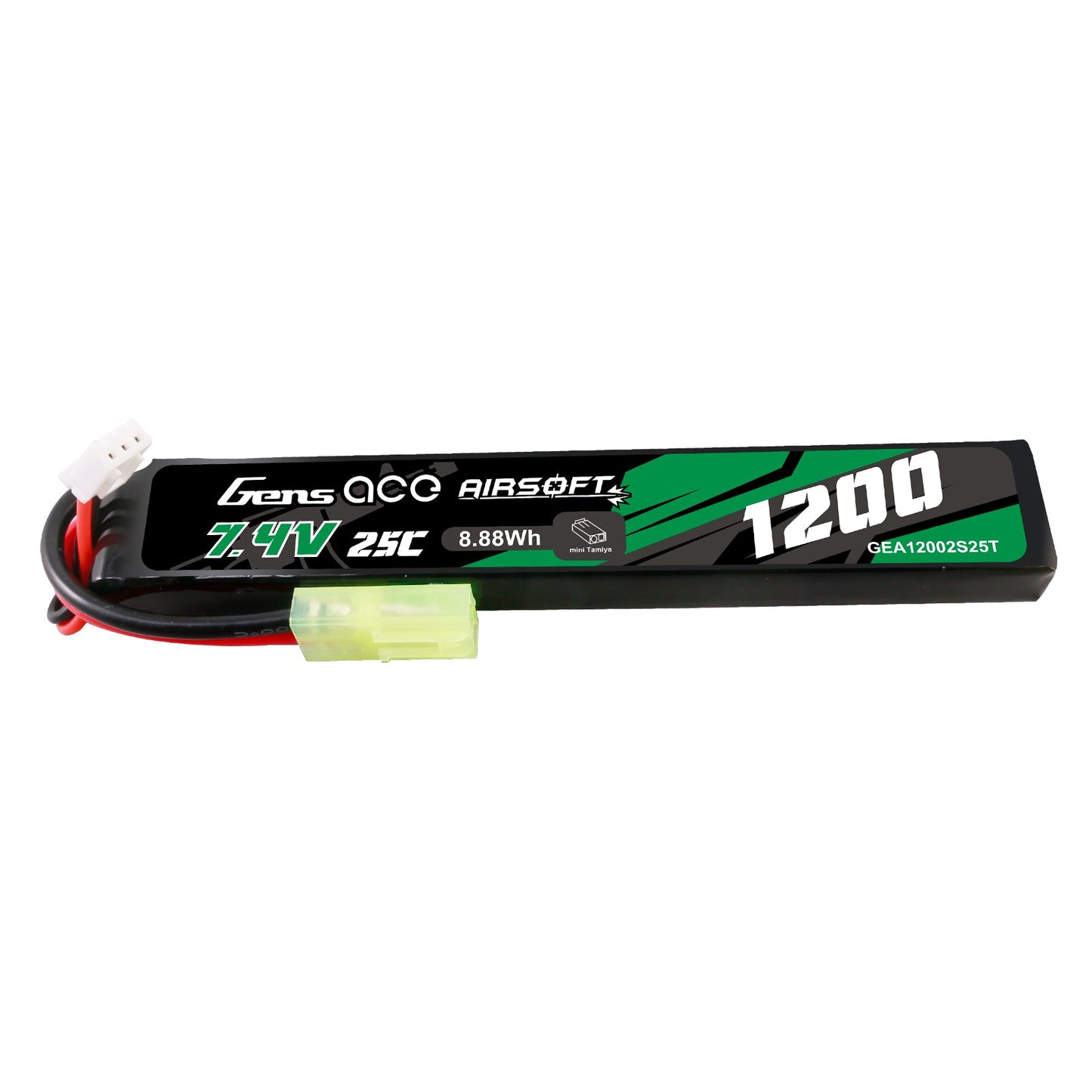 Gens Ace 25C 1200mAh 2S1P 7.4V Airsoft Gun Lipo Battery with Tamiya Plug