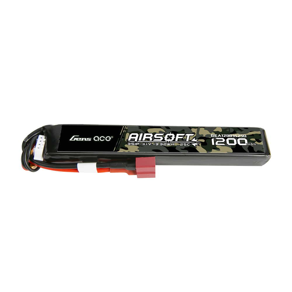 Gens Ace 25C 1200mAh 3S1P 11.1V Airsoft Gun Lipo Battery with T Plug
