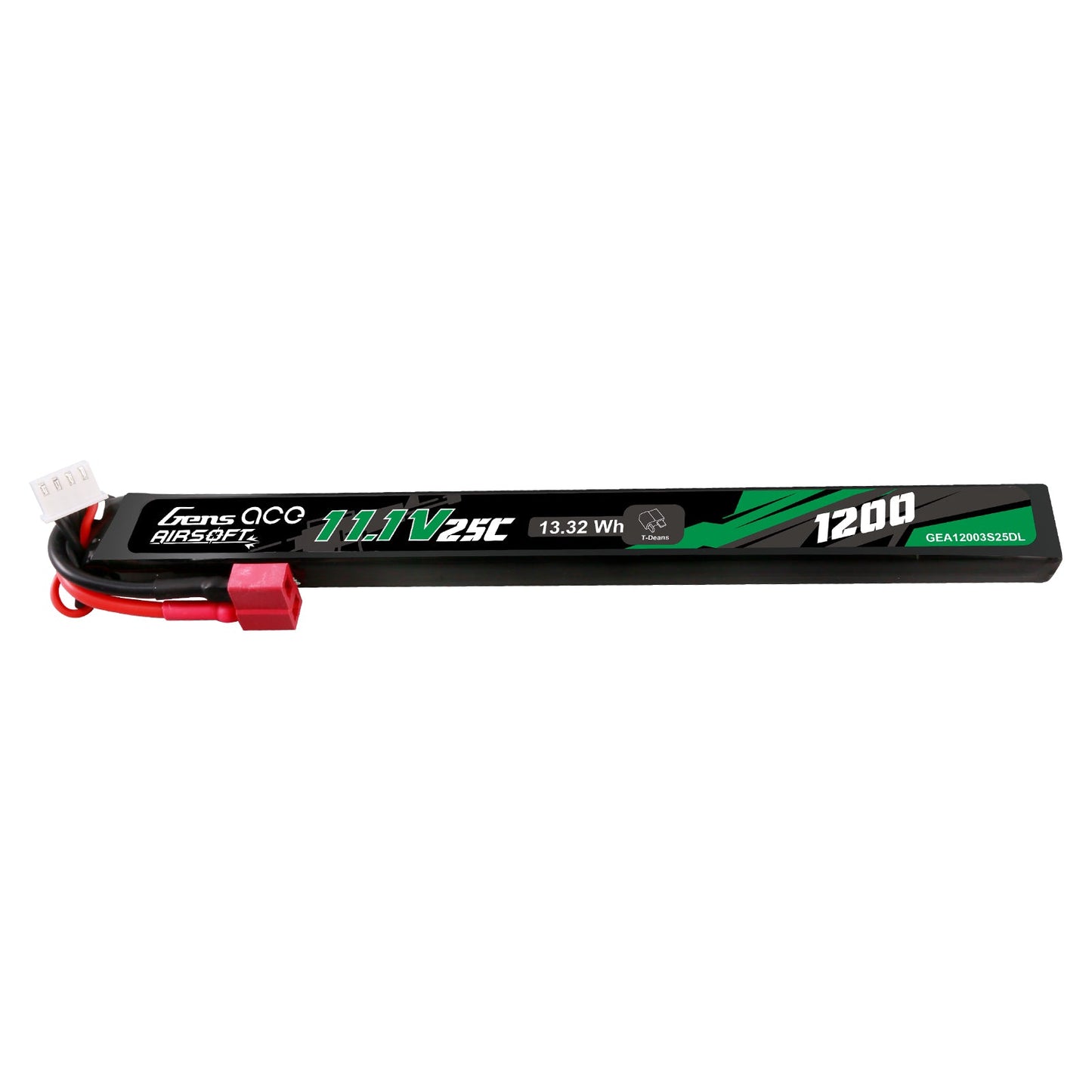 Gens Ace 25C 1200mAh 3S1P 11.1V Airsoft Gun Lipo Battery with Deans(T) Plug Long size
