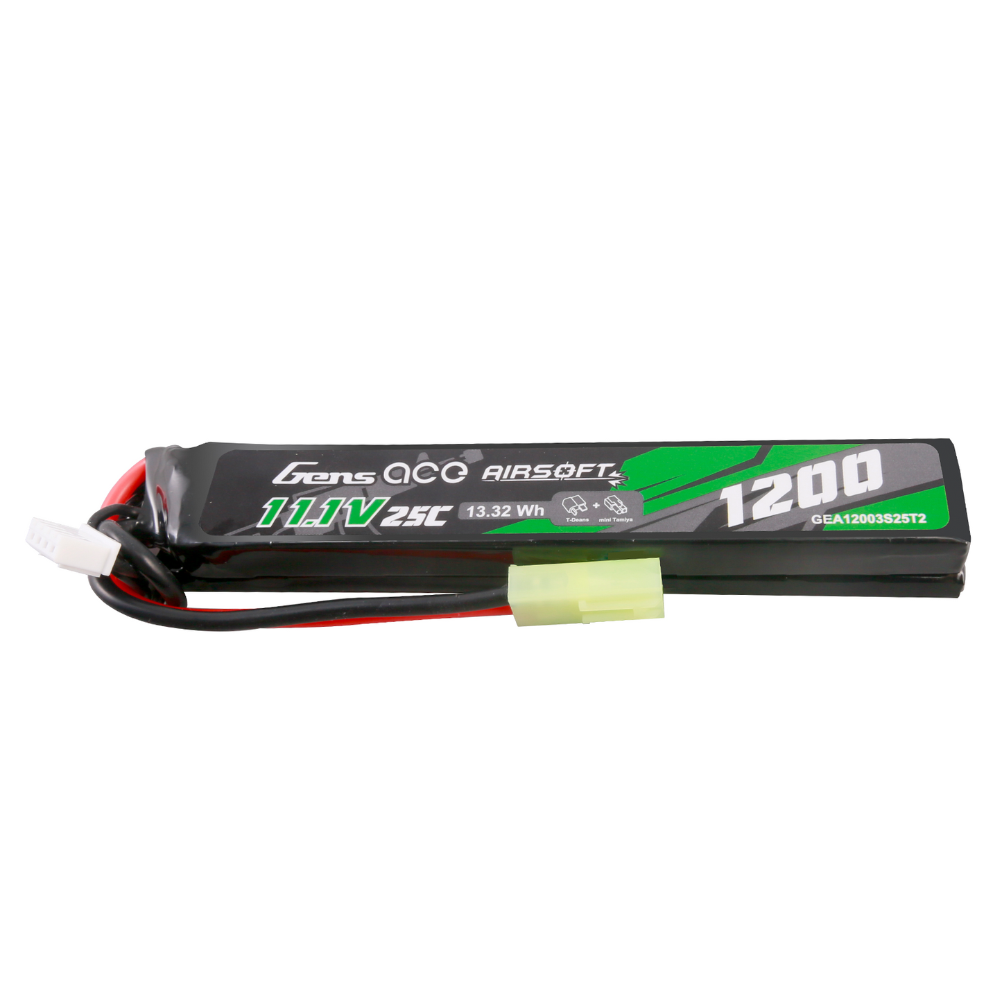 Gens Ace 25C 1200mAh 3S1P 11.1V Saddle Airsoft Gun Lipo Battery with mini Tamiya Plug