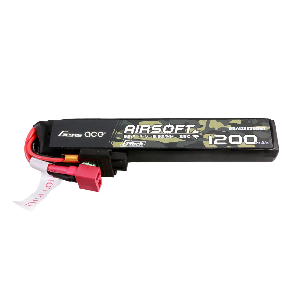 Gens Ace G-Tech 25C 1200mAh 3S1P 11.1V Airsoft Gun Lipo Battery with T Plug