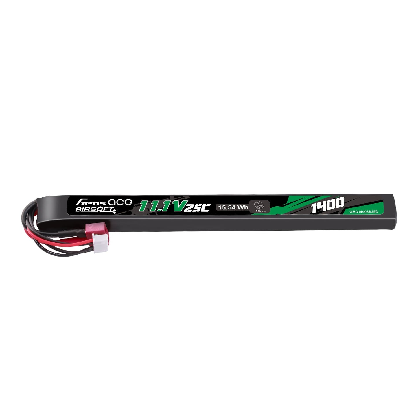 Gens Ace 25C 1400mAh 3S1P 11.1V Airsoft Gun Lipo Battery with T Plug