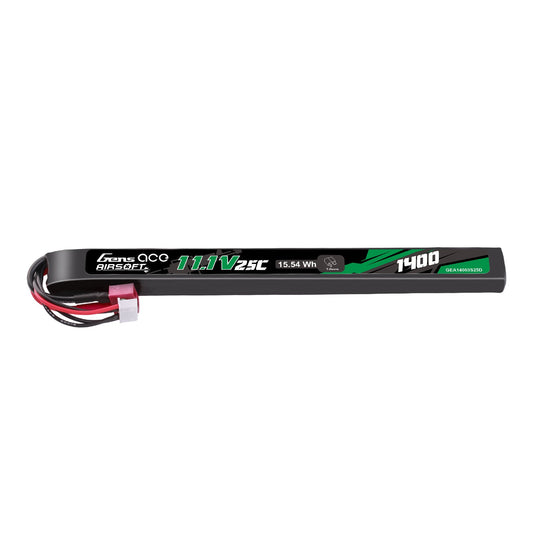 Gens Ace 25C 1400mAh 3S1P 11.1V Airsoft Gun Lipo Battery with T Plug