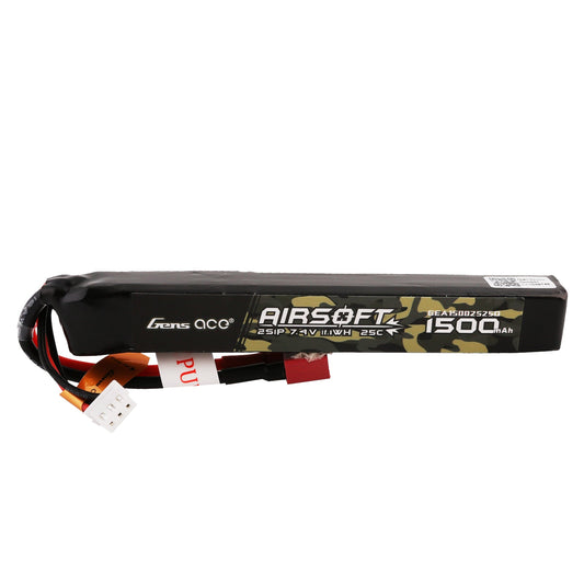 Gens Ace 25C 1500mAh 2S1P 7.4V Airsoft Gun Lipo Battery with T Plug