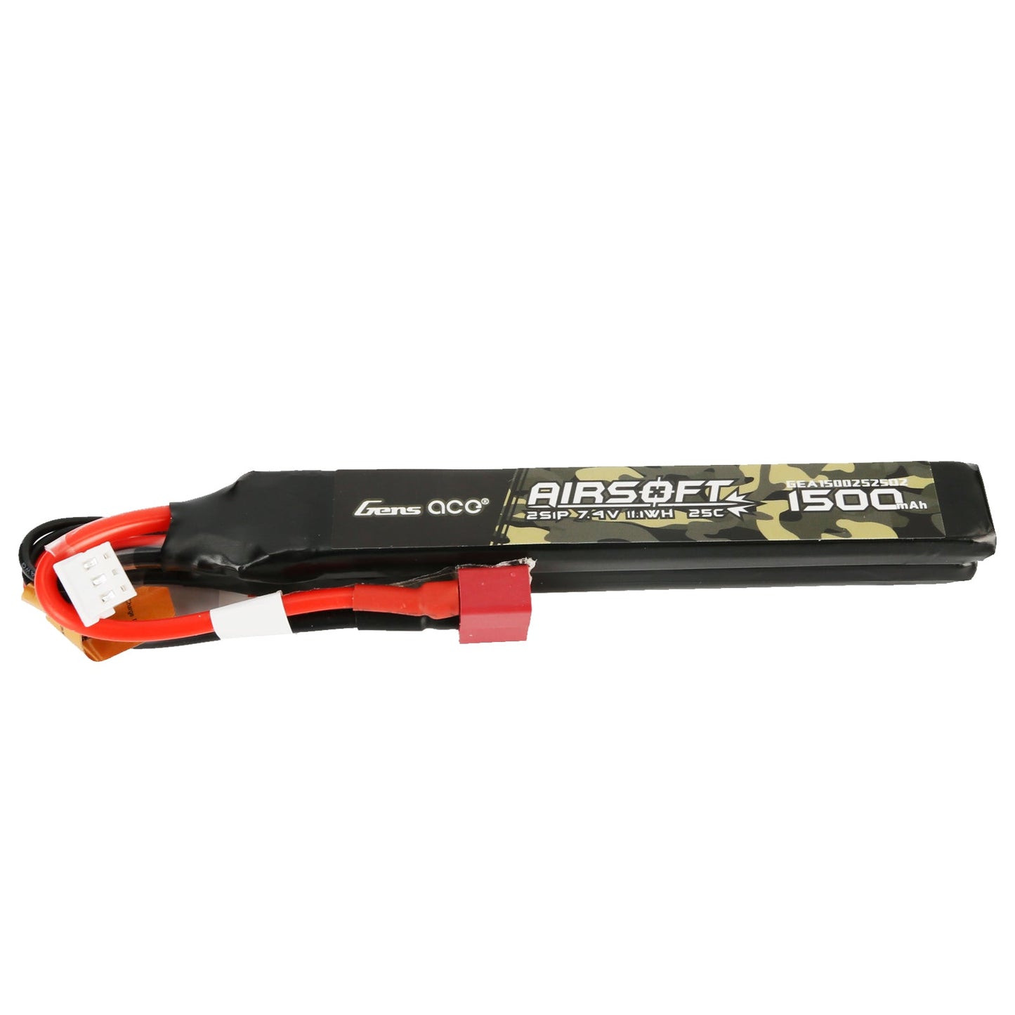 Gens Ace 25C 1500mAh 2S1P 7.4V Nunchuck 2X Airsoft Gun Lipo Battery with T Plug