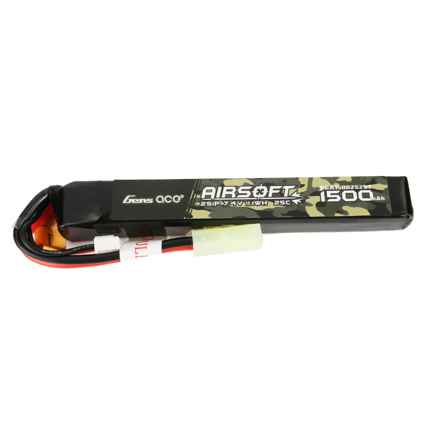 Gens Ace 25C 1500mAh 2S1P 7.4V Airsoft Gun Lipo Battery with mini Tamiya Plug