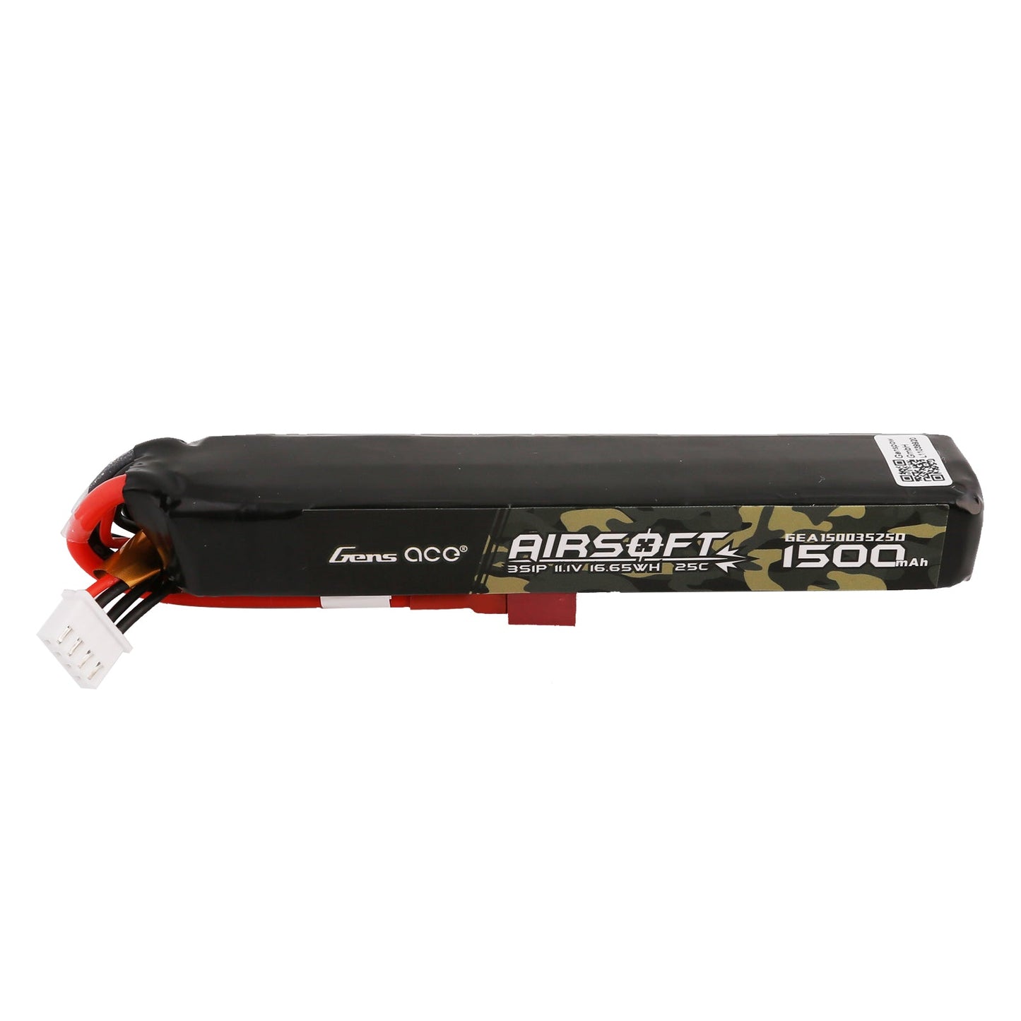 Gens Ace 25C 1500mAh 3S1P 11.1V Airsoft Gun Lipo Battery with T Plug