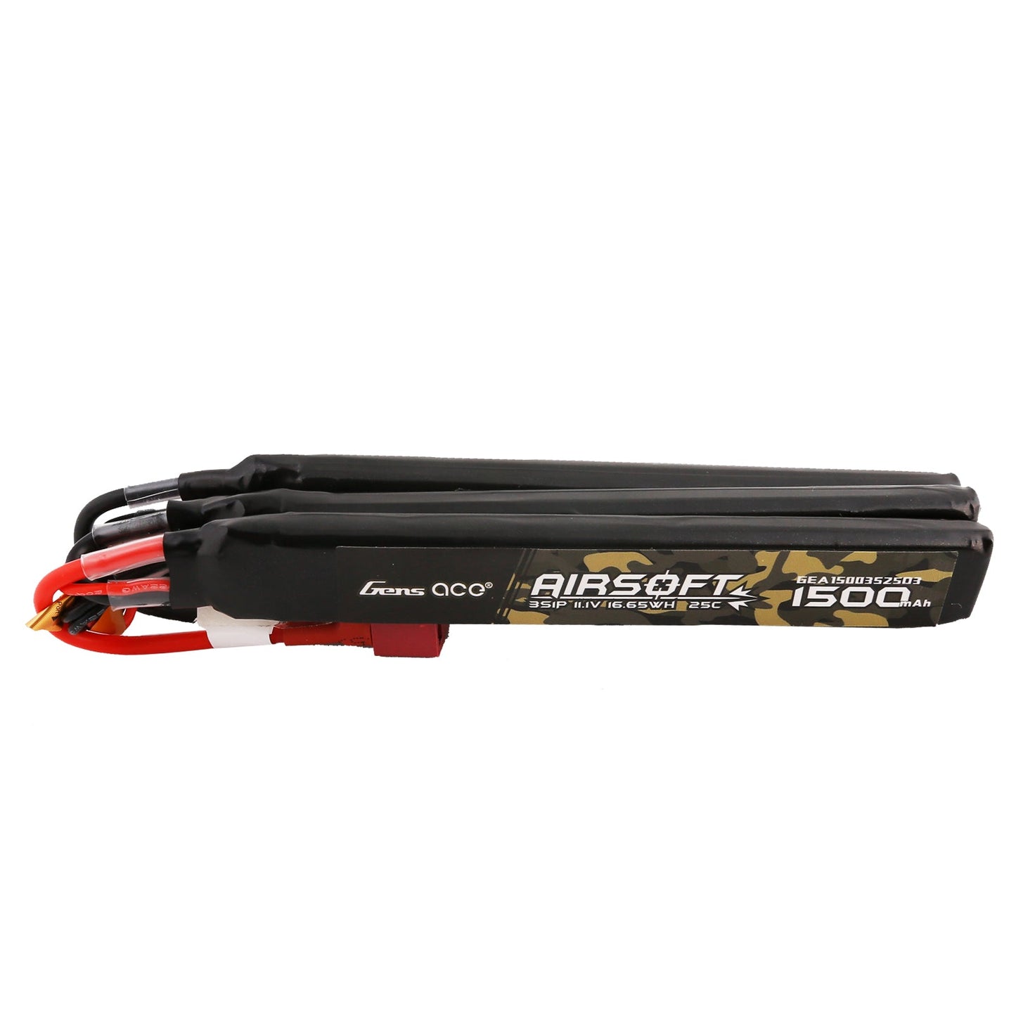 Gens Ace 25C 1500mAh 3S1P 11.1V Nunchuck 3X Airsoft Gun Lipo Battery with T Plug