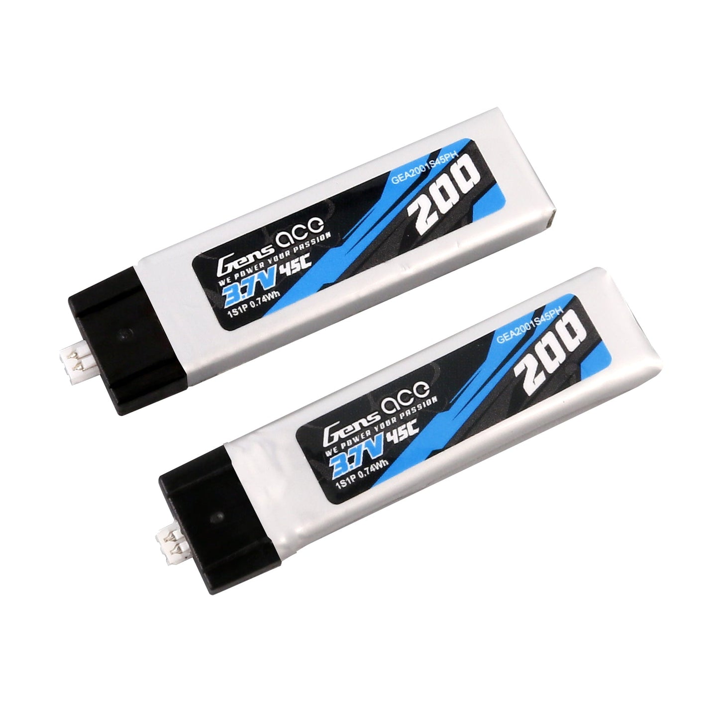 Gens Ace 200mAh 3.7V 45C 1S1P Lipo Battery (2pcs)