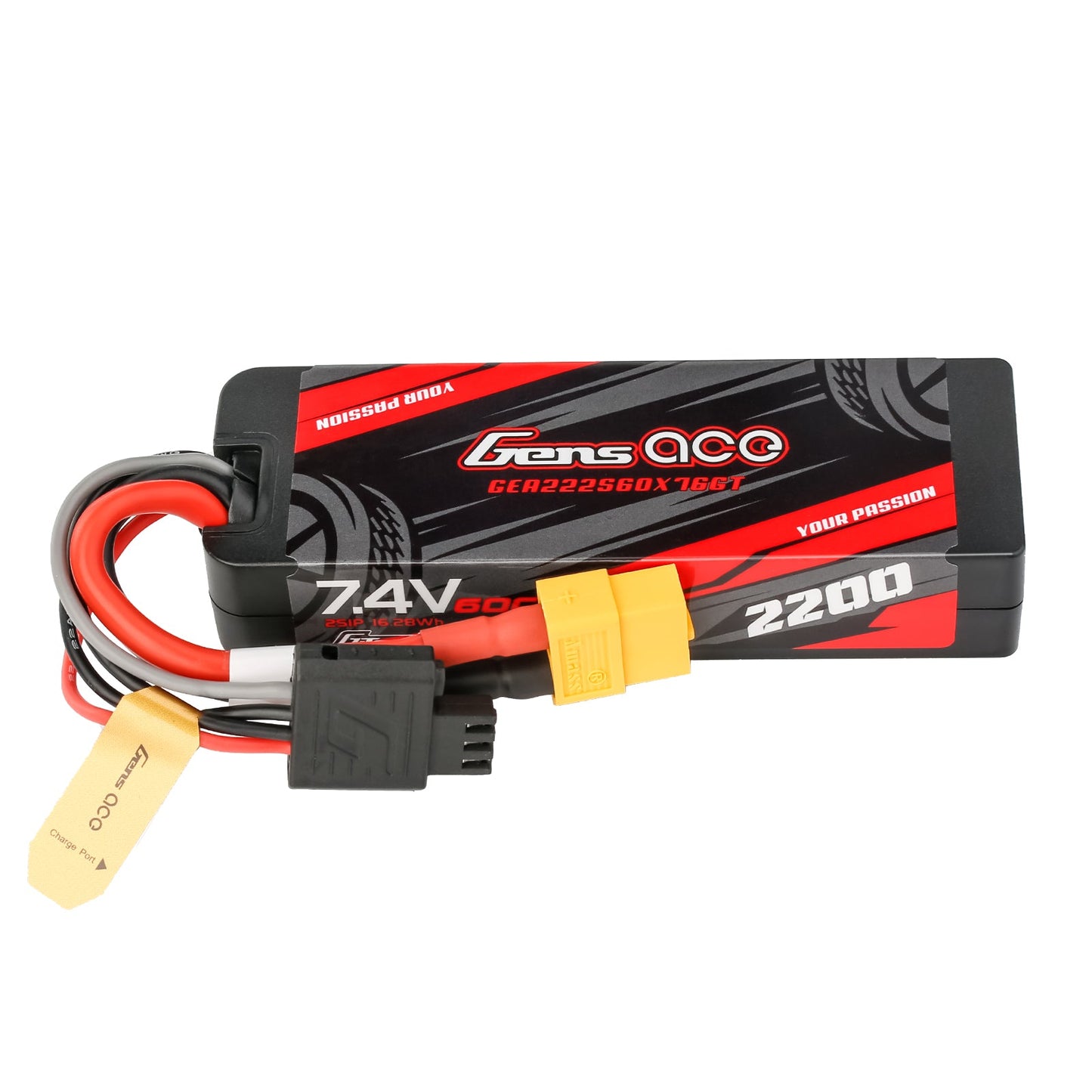Gens Ace G-Tech 2200mAh 7.4V 2S1P 60C GRP-76 Hardcase Lipo Battery Pack with XT60 Plug