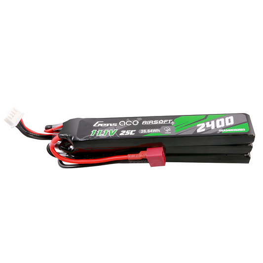Gens Ace 25C 2400mAh 3S2P 11.1V NUNCHUCK 3X Airsoft Gun Lipo Battery with Deans(T) Plug