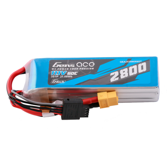 Gens Ace G-Tech 2800mAh 11.1V 60C 3S1P LiPo Battery Pack with XT60 Plug