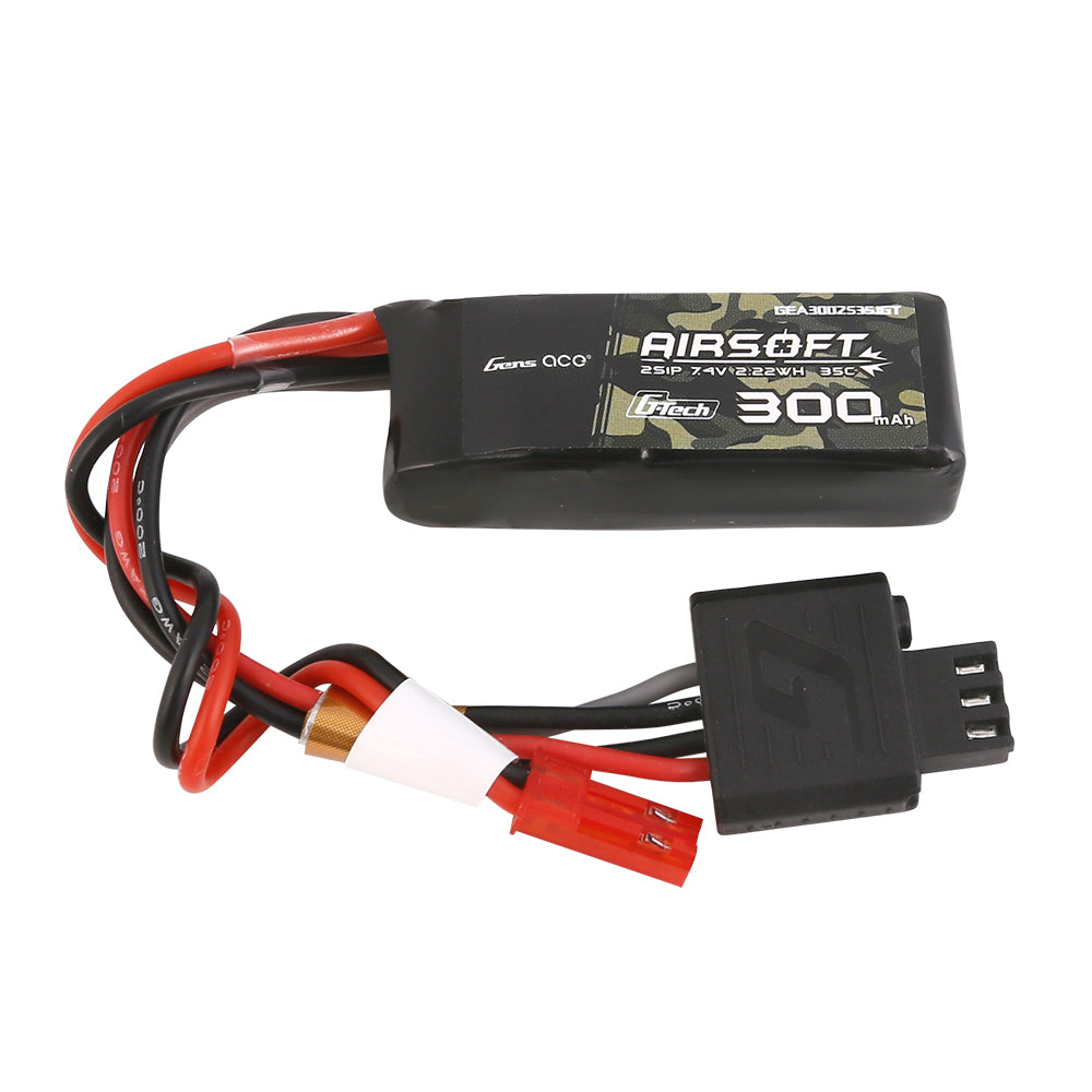 Gens Ace G-Tech 35C 300mAh 2S1P 7.4V Airsoft Gun Lipo Battery with JST-SYP Plug