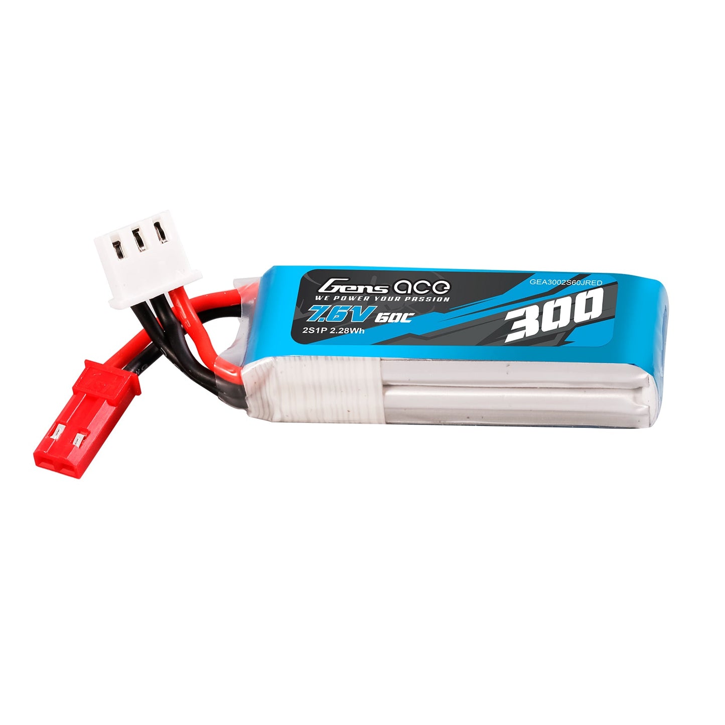 Gens Ace 300mAh 7.6V 60C 2S1P HV Lipo Battery Pack with JST-SYP Plug