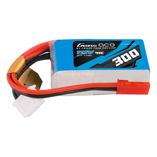 Gens Ace 300mAh 11.1V 45C 3S1P Lipo Battery Pack with JST-SYP Plug