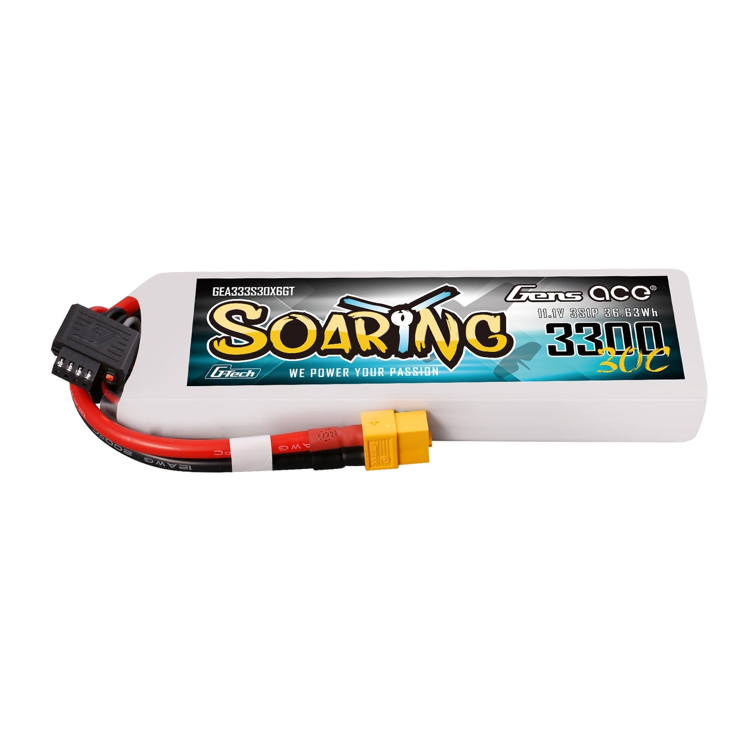 Gens Ace Soaring 3300mAh 3S 11.1V 30C G-Tech Lipo Battery with XT60 plug